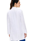 Back view of Womens Lab Coat With Three Pockets Medical Lab Coat For Science Chemistry And College White Medium All Day Comfort
