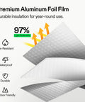 Premium aluminum foil film features of 2 Pack Double Bubble Foil Insulation Roll 6 Inch By 25 Feet Reflective HVAC Pipe Duct Wrap