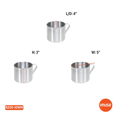 Aluminum Camping Mug With Side Handle Stove Top Safe 0.7 Quart Cup in silver, dimensions shown, outdoor gear for camping.