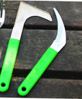 Two Pack Stainless Digger Sickle Garden Tool Set For Weeding And Cutting Vines Small Hand Rake With Easy Grip Handle Durable Serrated