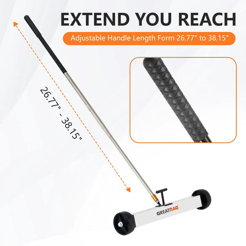 Rolling Magnetic Sweeper With Wheels 17 Inch Heavy Duty Magnetic Pickup Tool For Nails Screws And Ferrous Debris, Grabs Metal Fast For Yard And Lawn Cleanup With Quick Release Basket