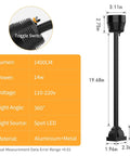 Diagram of Flexible CNC Lathe Work Light With 1400 Lumens IP66 Waterproof Gooseneck Lamp showing dimensions and features