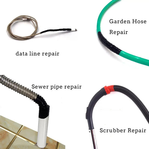 DIY Ready Silicone Self Fusing Tape 1 Inch By 59 Inch Rescue Tape for plumbing leaks and electrical cables insulation repair in use.