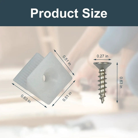 30 Pack Drawer Wedges With Screws For Bottom Support Replacement Brackets shown with dimensions and details