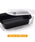 Workhorse 38 Oz Meal Prep Containers Bundle With Lids Huge Family Sized Extra Large Thick Plastic Food Storage Reusable Stackable Bento Box