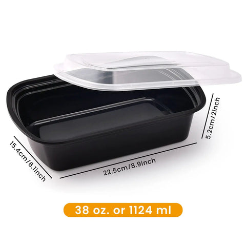 Workhorse 38 Oz Meal Prep Containers Bundle With Lids Huge Family Sized Extra Large Thick Plastic Food Storage Reusable Stackable Bento Box