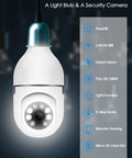 Light Bulb Security Camera With 1080P Full HD, 360 Degree Panoramic View, 2.4Ghz Wireless WiFi, Infrared Night Vision, Motion Detection features