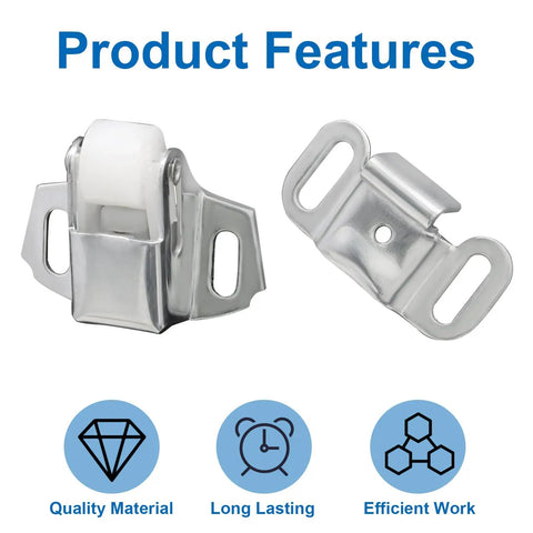 Hassle Free Replacement Nylon Roller Mailbox Catch Latch With Spring Loaded Mechanism And Heavy Duty Iron Construction, silver finish.