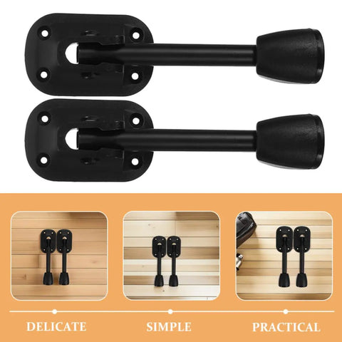 Two Pack Folding Metal Table Legs For Dining Tables And Desks, Beefy Heavy Duty Iron Construction, top view on wood background.