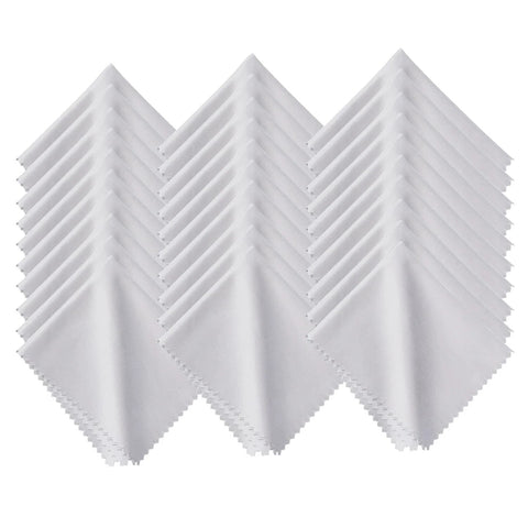 White microfiber cleaning cloths, 7x6 inches, 30-pack bulk reusable for screens and camera lenses