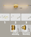 Instructional image for JTsupliight Wall Sconces Set of Two, 22.17" Rechargeable Wall Lights, Gold installation steps.