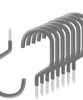 8 Pack Bike Hanger Storage Hooks Heavy Duty Steel Screw In Hooks for Garage Wall and Ceiling Bicycle Storage Utility Tool Hanger Easy Install in Stud Walls Gray shown in a side view.