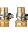 2 Pack 3/4 Inch Brass Garden Hose Connector Repair Kit With Clamps, Hose Mender End Fittings, Male And Female Quick Connects For Leak-Proof, Heavy-Duty Brass Construction, Easy To Install., brass hose repair fittings with clamps