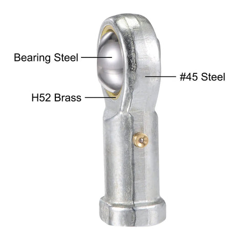 Two Pack Spherical Rod End Bearing 14mm Bore M14x2 Right Hand Female Thread Connector Self Lubricated Joint For Hydraulic Cylinders And Machinery For Industrial Use, steel and brass