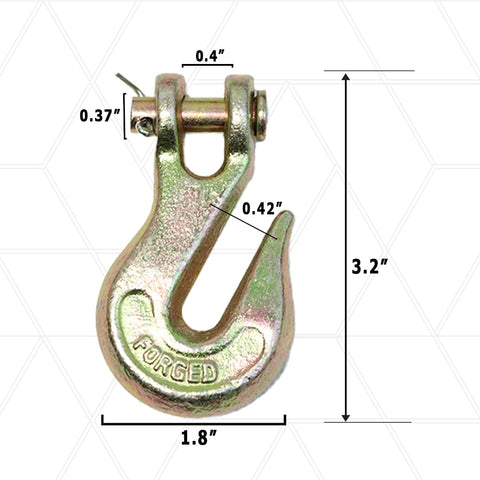 1/4 Inch Forged Clevis Grab Hook Grade 70 Set That Delivers 14,400 Lbs Breaking Strength Beefy Built Chain Hooks