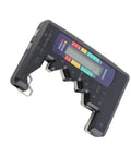 Color LCD Battery Checker With Three Color Readouts For AA AAA C D 9V And 1.5V Cells Handy Home Battery Tester And Capacity Meter For Rechargeables Or Alkaline Batteries black handheld tester angled view