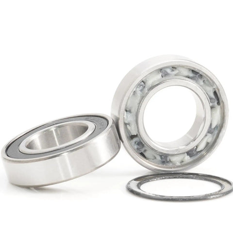 Hybrid Ceramic Bearing 15x28x7mm for Bicycle Wheel Hubs, two-pack showing front and side view, with high speed ceramic balls.