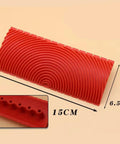 Top Shelf Faux Wood Grain Roller Stamp Set Easy Peasy Wall Craft Decor Solid Two Pack Durable Rubber Comfort Handles Smooth Knotty Finish For Fresh Home Decor Ideas red textured silicone roller measuring 15cm by 6.5cm for wall crafting.