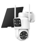 Dual Lens Solar Wireless Outdoor Security Cameras No Blind Spots With 2K Full HD Video And 360 Degree Pan Tilt Color Night Vision Easy Install