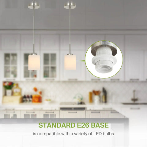 Mini Pendant Ceiling Light Fixture 60W E26 Socket 120V Dimmable Compatible With LED CFL Incandescent Bulbs over kitchen island
