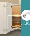 Heavy Duty Corner Cabinet Hinges 4 Pack Featuring 135 Degree Lazy Susan Bifold Hardware 35Mm Cup Base For Kitchen visible on a corner cabinet.