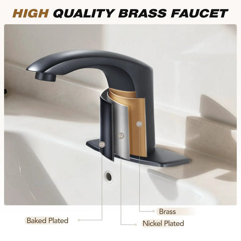 Touchless Sensor Bathroom Sink Faucet No Touch Hands Free Operation With Automatic Water Flow Includes Hole Cover Plate