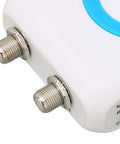 Connectors on Digital RF Modulator and NTSC Coaxial Converter for CATV Systems showing AV in and RF out ports