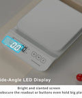 Digital Kitchen Scale With 11 Pound Capacity Dual LCD Display Tare Function And Precise Half Gram Resolution showing 0.0 reading