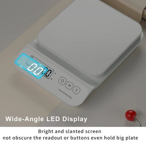 Digital Kitchen Scale With 11 Pound Capacity Dual LCD Display Tare Function And Precise Half Gram Resolution showing 0.0 reading