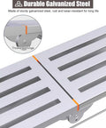 Adjustable Folding Scaffold Ladder Platform Work Stool 160x30cm 63x11.8in showing galvanized steel hinge detail