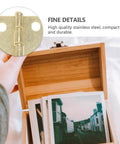 20 Pieces Dollhouse Mini Hinges Hardware Set For Small Furniture Cabinets And Closets 1 To 12 Scale With 80 Screws Yellow Antique Brass Finish Durable Stainless Steel Alloy Perfect For Jewelry Boxes And Dollhouse Miniatures installed on a wooden box