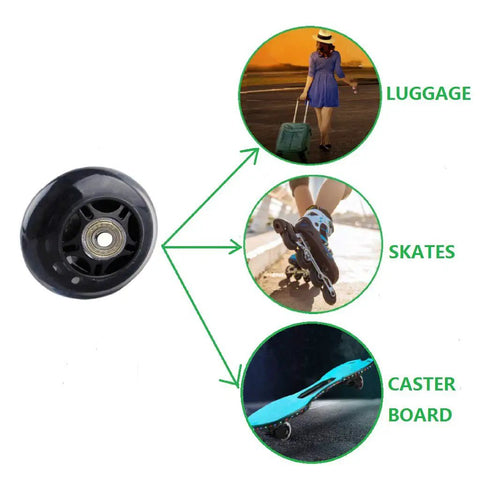78mm Luggage Wheel Replacement With 8mm Bearings For Suitcase Inline Skates Caster Boards And Scooters diagram with uses