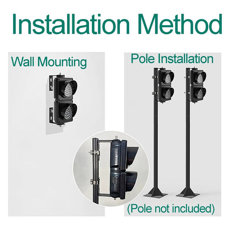 Heavy Duty Industrial Led Loading Dock Traffic Light Wall Mount Signal Lamp showcasing wall and pole installation methods.