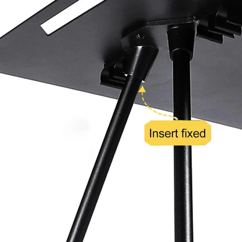No Sweat Adjustable Folding Table Legs Crafted From Smooth Aluminum Alloy With Lock Tight Nylon Connectors close-up of fixed insert and leg attachment.
