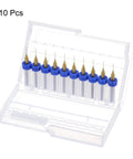 Tiny But Mighty 0.35mm Titanium Coated Carbide Micro Drill Bit Set For PCB And Jewelry CNC Engraving 1/8 Inch Shank 38mm Length 10 Pieces In Protective Box