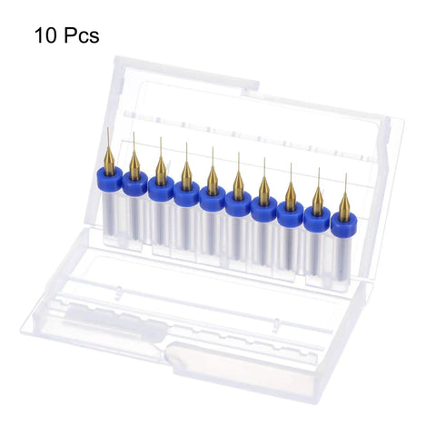 Tiny But Mighty 0.35mm Titanium Coated Carbide Micro Drill Bit Set For PCB And Jewelry CNC Engraving 1/8 Inch Shank 38mm Length 10 Pieces In Protective Box