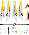 Ultimate Spare Parts Kit for S107 and S107G RC Helicopters in Yellow ABS Plastic and Alloy, includes blades, gears, and more.