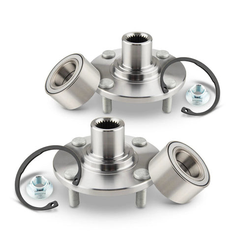 Front Wheel Bearing Pair For Ford Focus 2000 To 2011 Hub Assembly with New CV Shaft Splines Seals Retainers