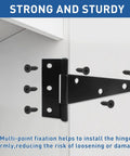 Heavy Duty T Strap Gate Hinge Set For Barn Doors And Garden Gates Black Wrought Iron Rustproof Hinge With 12 Inch Arms installation view