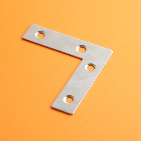 Top Shelf Heavy Duty Stainless Steel L Shape Corner Brace Brackets 10 Pack Rust Proof Mending Plates, L bracket with four holes.