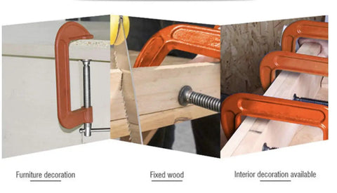 Heavy Duty 8 Inch C Clamp In Iron Alloy With Thick Screw And T Rotary Handle Swivel Jaw Pad For Even Pressure Ideal For Brake Rotors Welding Woodworking Metalworking Auto Parts Assembly And More clamping wood in workshop