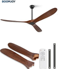 BOOMJOY 72 Inch Ceiling Fan No Light with wood blades and remote, ideal for outdoor patios.