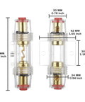 Inline AGU Fuse Holder Kit For 4 To 10 Gauge Wire With Six 100A AGU Fuses, Great For Car Audio, durable 3 pack, clear housing dimensions