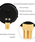 Rear view of UHARBOUR pool filter pressure gauge with bottom-mount brass 1/4-inch NPT connector