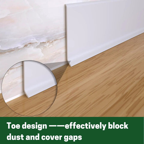 Self Adhesive 4 Inch Vinyl Wall Base Molding Peel and Stick 20 Feet White Cove Base on floor and wall