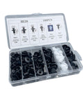 Beefy Plastic Car Trim Clips Kit with Handy Storage Box, 100-Piece Auto Push Pin Rivets Set in divided compartments