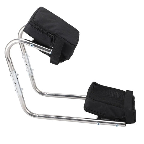 Stainless Steel Folding Garden Kneeler and Seat With Ergonomic Ankle Support, black pads, side view