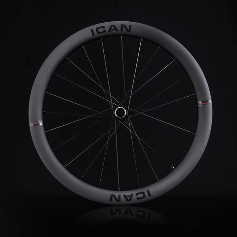 Front view of Aero 50 II Disc Carbon Road Bike Wheelset 700C Lightweight 1254g Aero Wheels with 23mm wide rim for speed and racing