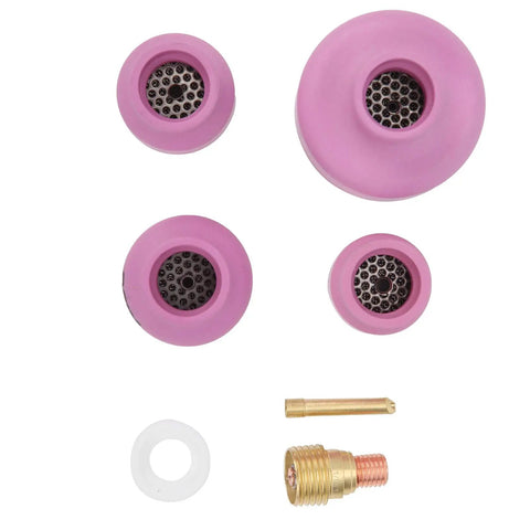 Easy Install Ceramic Welding Cup Set With Alumina Gas Lens Kit For TIG Tools Compatible With Wp20 and Industrial Equipment To Boost Efficiency, multi-sized pink ceramic cups.