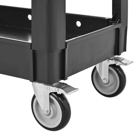 Heavy Duty Two Tier Rolling Utility Cart Built Like A Tank With Super Smooth Locking Casters ergonomic handle and durable wheels.